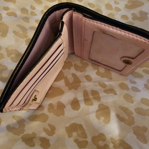 COACH  Black Signature C Snap Bifold Leather Wallet Zip Coin Pocket - Picture 5 of 7